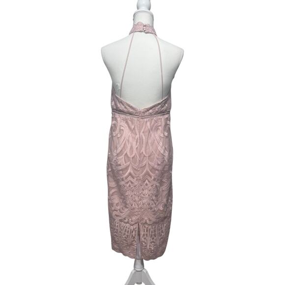 Bardot Hana Lace Halter Cocktail Dress in Soft Pink - Size L (10) - Picture 3 of 7